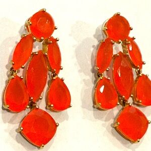 Elegant Orange and Gold Drop Earrings